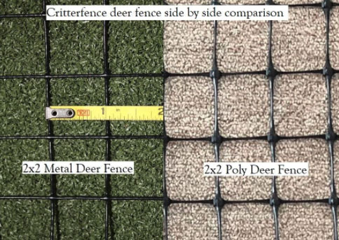 Side-by-side strength comparison of Critterfence poly and metal deer fence products