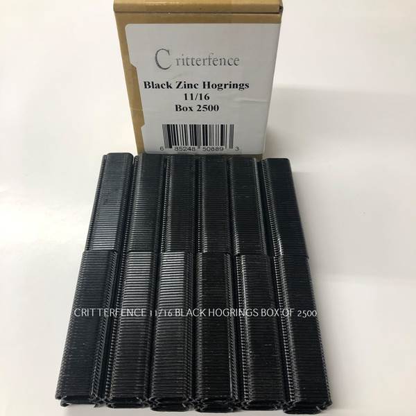 Critterfence Black Hogrings 11/16 Box of 2500