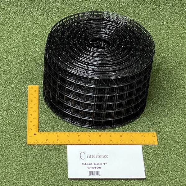 Critterfence Black Steel 1 Inch Square Grid 6 inches x 100ft - 680332611206